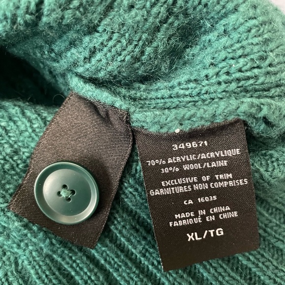🧶 Cozy green woolly pullover sweater with button collar size XL - Picture 6 of 6